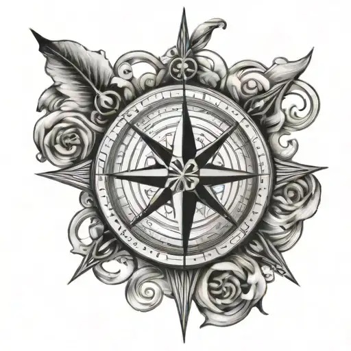 infinite love, compass rose tattoo design idea