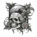 skull and eclipse merging moody tattoo design idea
