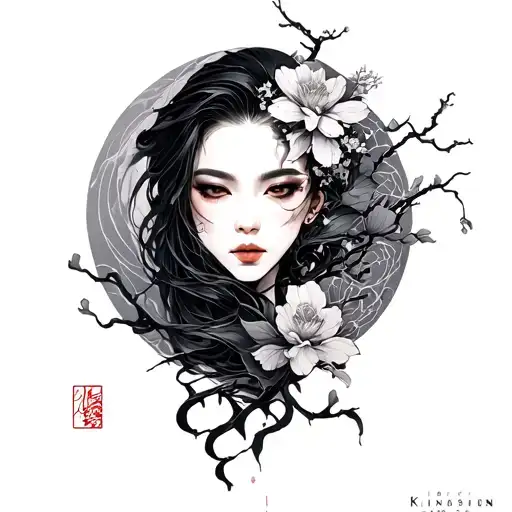 Japanese with Kintsugi tattoo design idea