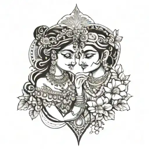 radha krishna love tattoo design idea