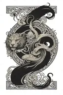 symbolize a wise protector who is blessed and faithful, embodying qualities of intelligence, guardianship, and virtue. tattoo design idea