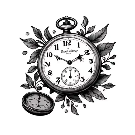 anniversary date pocket watch tattoo design idea