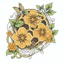 honeycomb and vine intertwined tattoo design idea