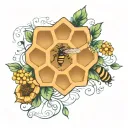 honeycomb and vine intertwined tattoo design idea
