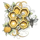 honeycomb and vine intertwined tattoo design idea