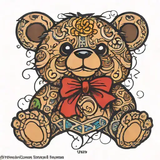 Teddy bear brown bear tattoo design idea