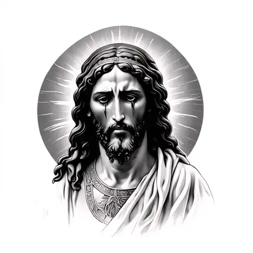 Jesus Christ crying tattoo design idea