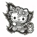 hello kitty black metal tattoo design idea