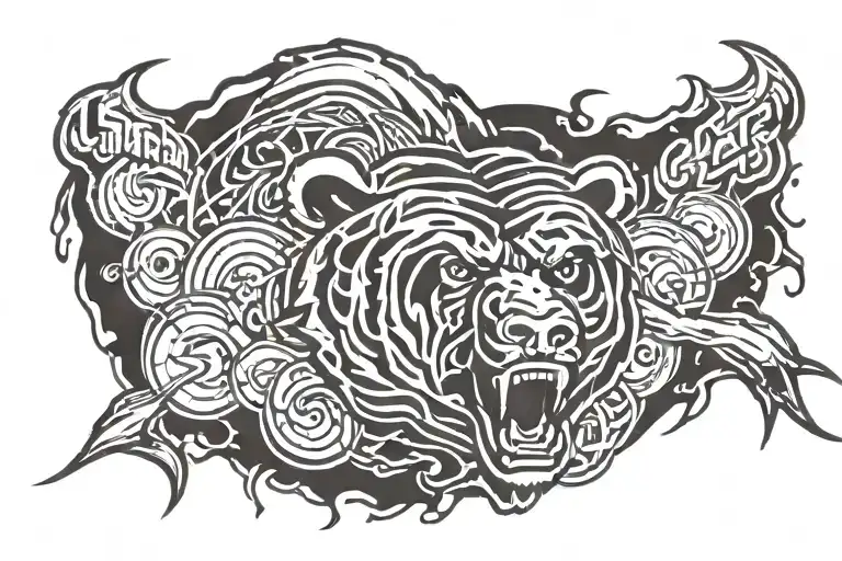 Chicago bears logo ripping skin opening tattoo design idea