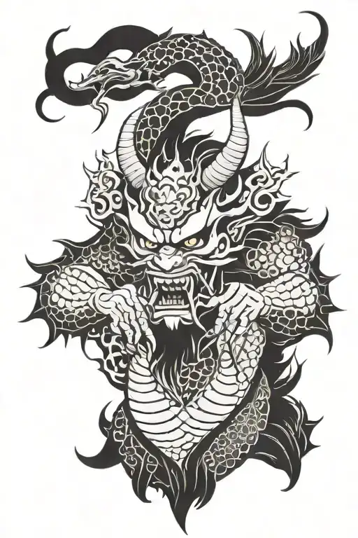 Japan demon tattoo design idea