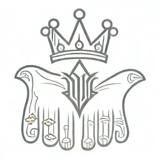 lebron crown in the middle inside hamsa hand with 627  tattoo design idea