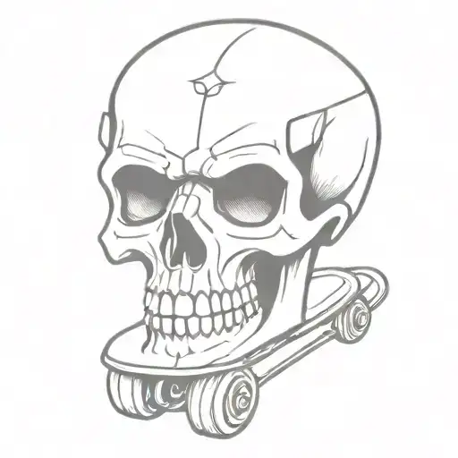 inline skate skull  tattoo design idea