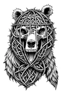 Celtic Bear skull barbed wire cage tattoo design idea
