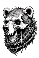 Celtic Bear skull barbed wire cage tattoo design idea