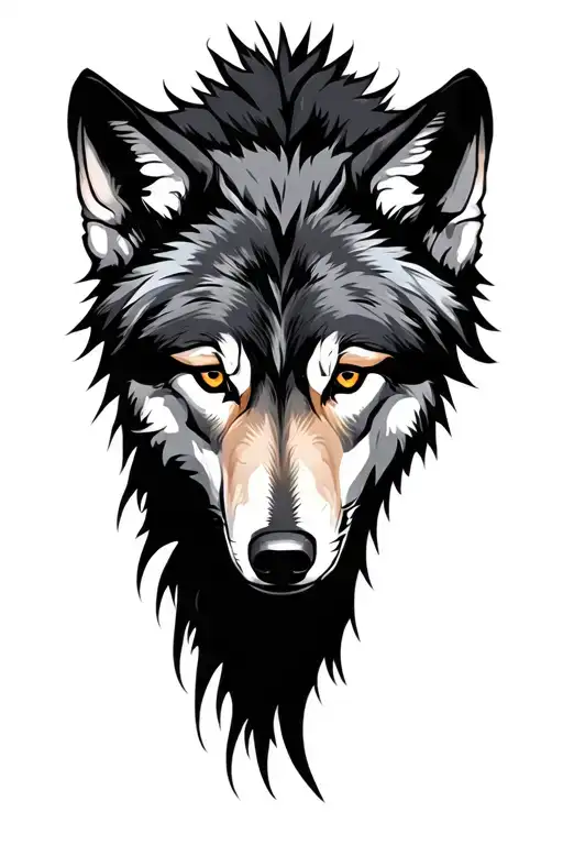 wolf face tattoo design idea