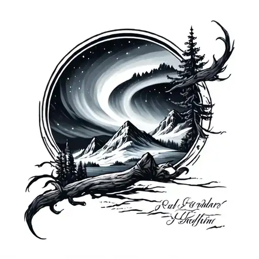 northern lights  tattoo design idea