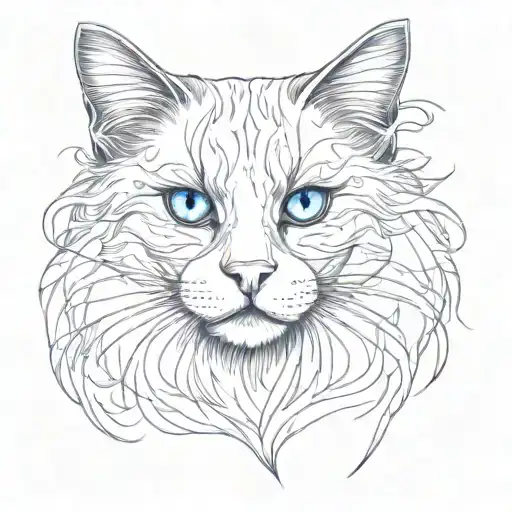 a cat with blue eyes tattoo design idea