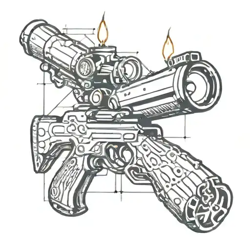 A graph candle that turns into a rifle bullet tattoo design idea