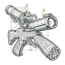 A graph candle that turns into a rifle bullet tattoo design idea