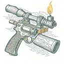 A graph candle that turns into a rifle bullet tattoo design idea