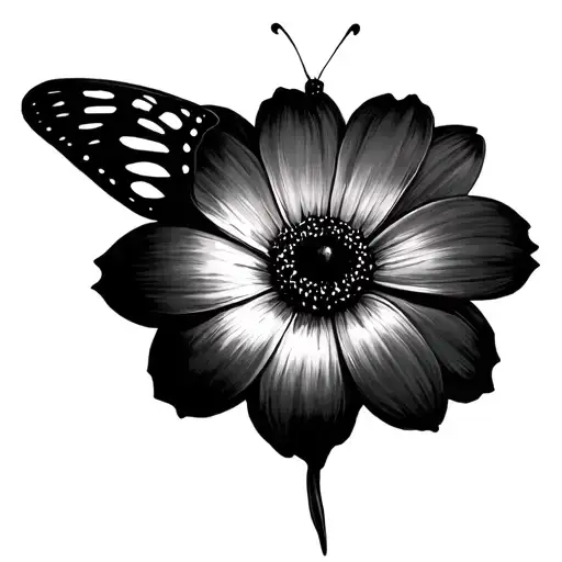 Half Butterfly Half Flower tattoo design idea