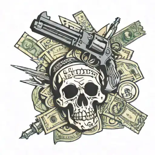 money/ guns money drugs tattoo design idea