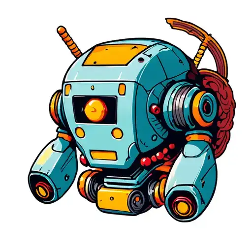 robot vintage tattoo design idea