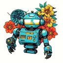 robot vintage tattoo design idea