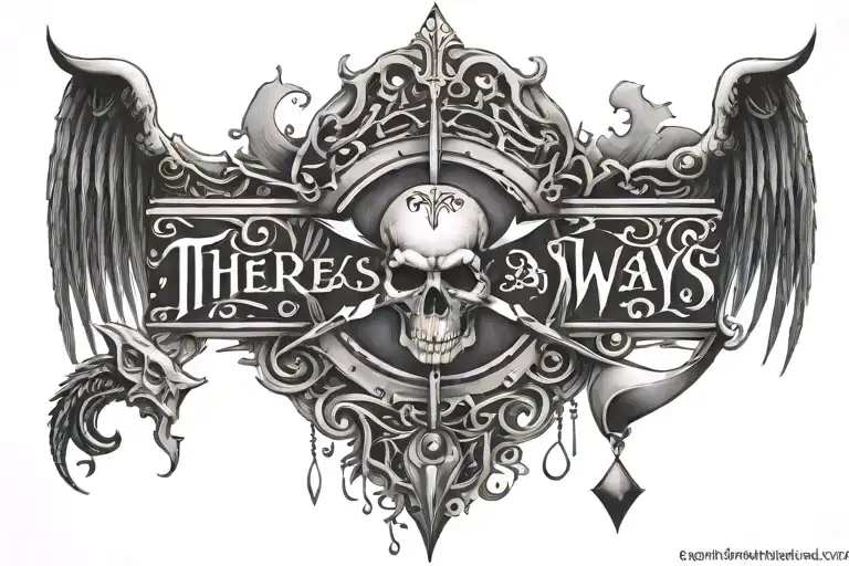Tattoo design saying, “There is always a way”. With gates that are dark and evil blocking the way. tattoo design idea