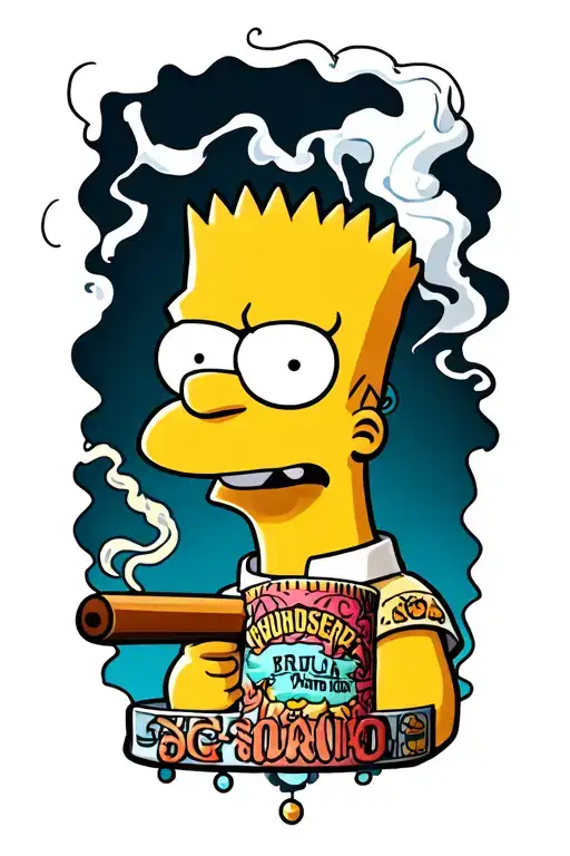 Bart Simpson smoking a blunt tattoo design idea