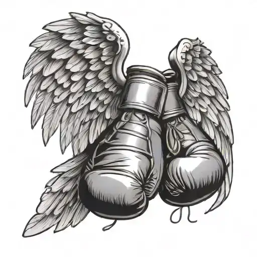 angel wings and boxing gloves tattoo design idea