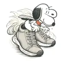 snoopy running freely in shoes tattoo design idea