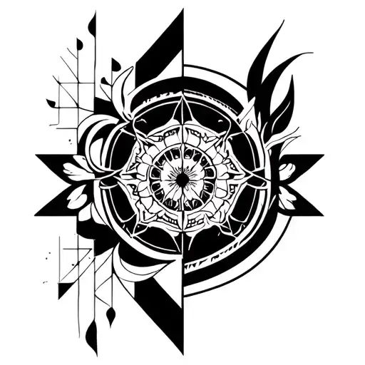 Gemini and Aquarius patern geometrical tattoo design idea