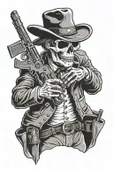 Doc holliday skeleton cowboy holding a shotgun tattoo design idea