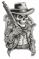 Doc holliday skeleton cowboy holding a shotgun tattoo design idea