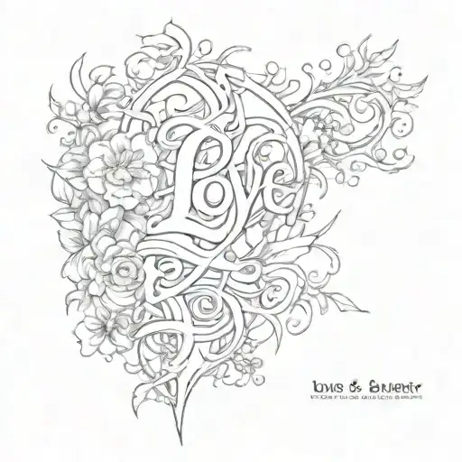 love & memory his name tattoo design idea