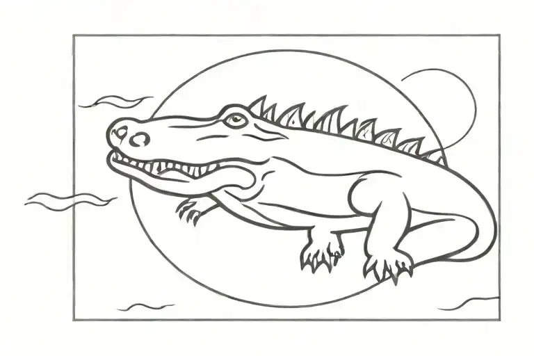 alligator sun tattoo design idea
