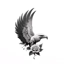 eagle wing and rose tattoo design idea