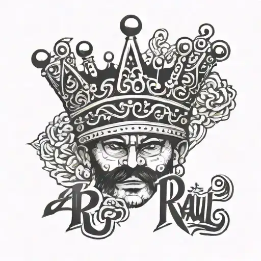 Raul in cholo lettering with crown tattoo design idea
