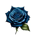 A navy blue rose, almost black in colour tattoo design idea
