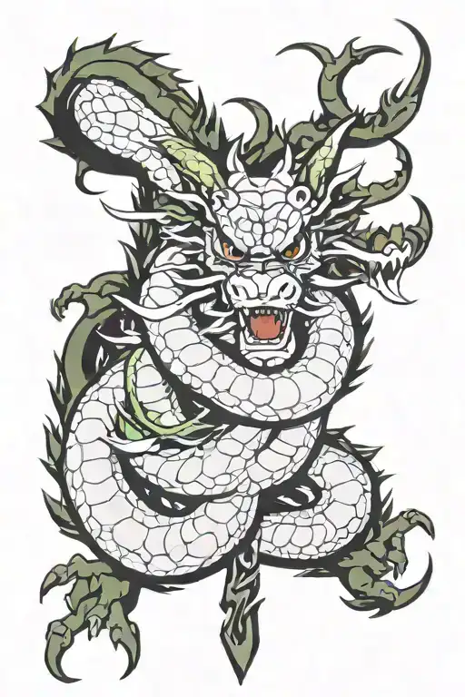 shenron with go kanji tattoo design idea