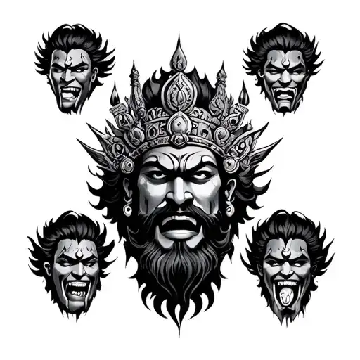 king ravana ten heads tattoo design idea