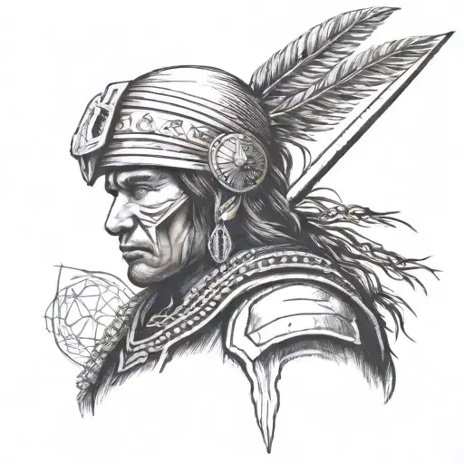 Design a Mapuche warrior tattoo representing strength and courage tattoo design idea