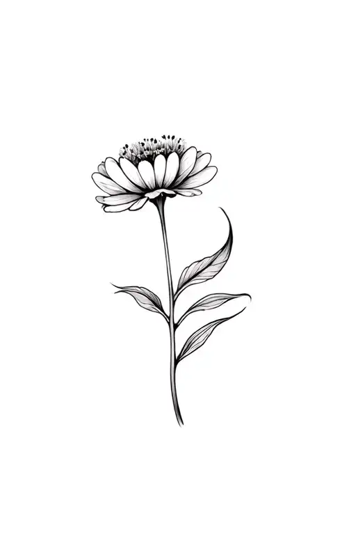 fine line hawthorn flower in black and white tattoo design idea