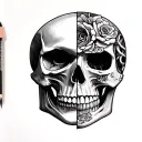 Half Face Half Skull tattoo design idea