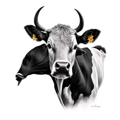 Ultra-realistic, high-contrast black-and-white close-up of a CALF tattoo sleeve, shot on a 35mm lens, 4K quality, 4:3 as tattoo design idea