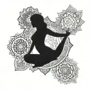 Incorporate a mandala design with yoga poses intertwined, symbolizing balance and strength tattoo design idea