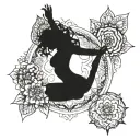 Incorporate a mandala design with yoga poses intertwined, symbolizing balance and strength tattoo design idea