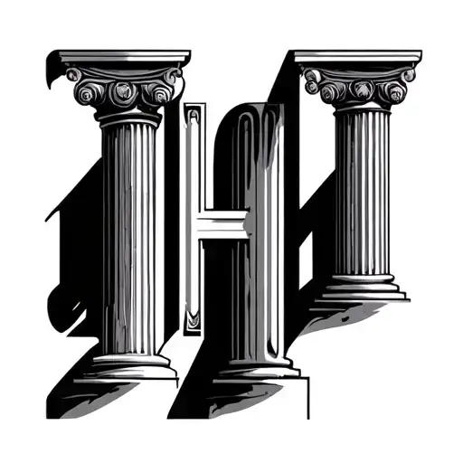 "H" Roman Pillars tattoo design idea
