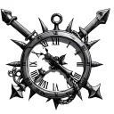 longsword compas clock anchor ring tattoo design idea